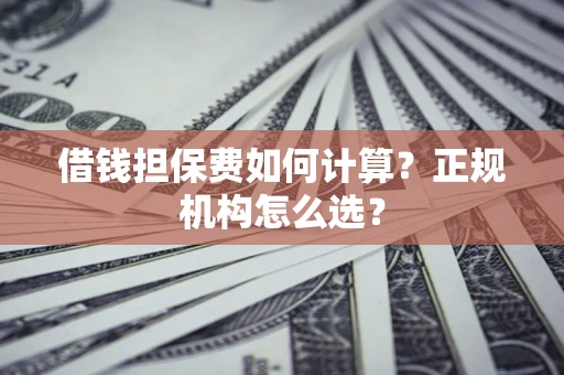 武汉借钱担保费如何计算？正规机构怎么选？